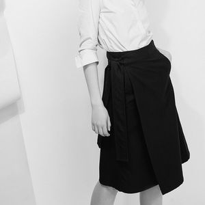 Cuyana Black Wool Wrap Skirt
